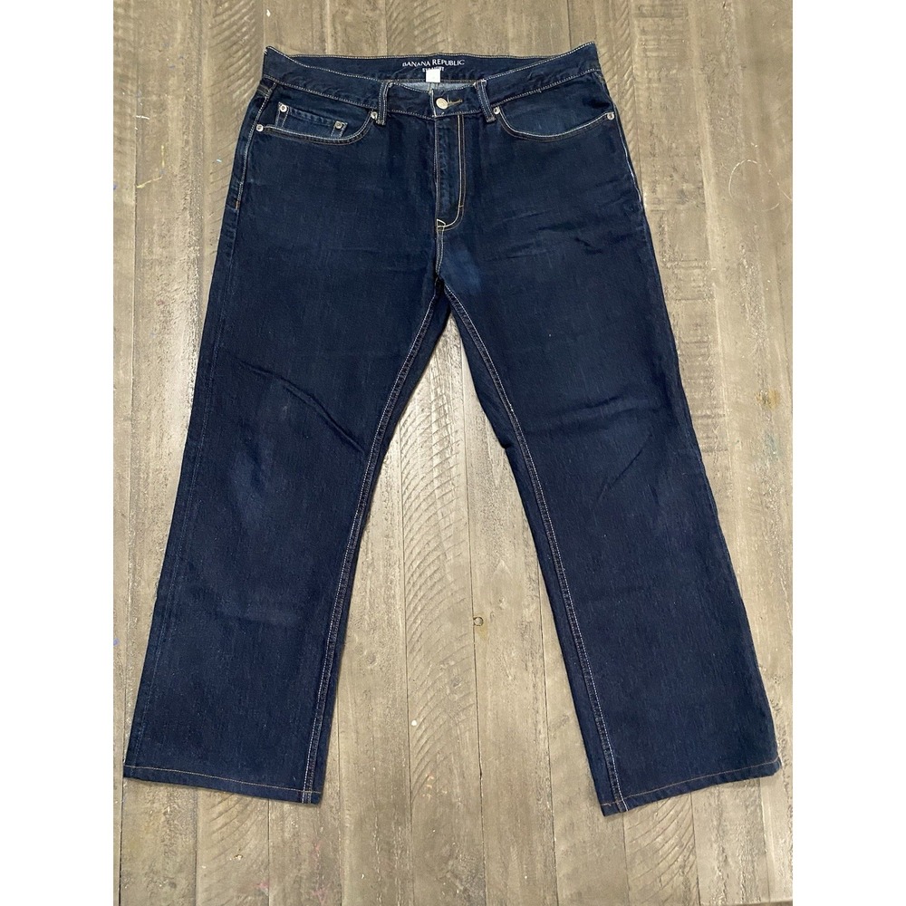 Banana Republic Straight Leg Mens Jeans Dark Wash Denim Size 35x38.5?